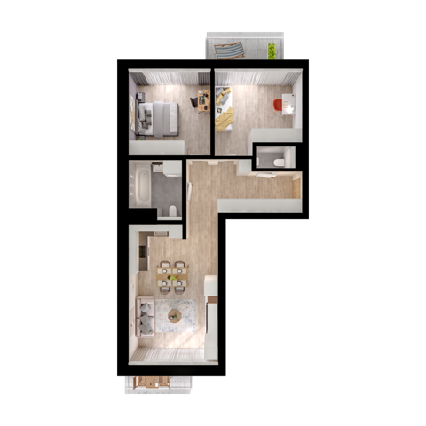 Plan 3 pok. 69m²