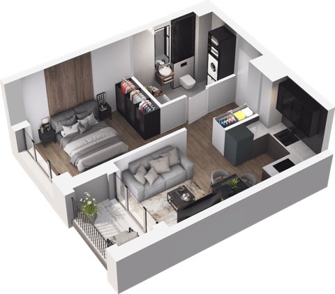 Plan 1 pok. 34m²