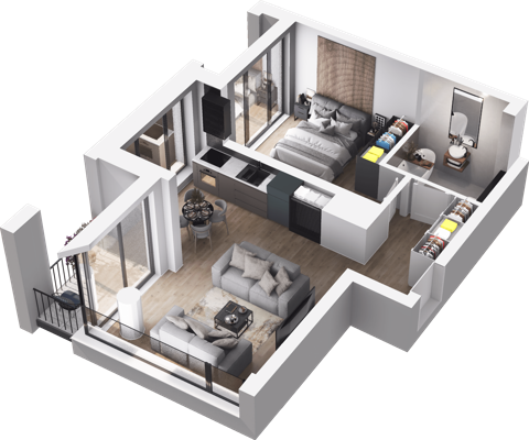 Plan 2 pok. 43m²