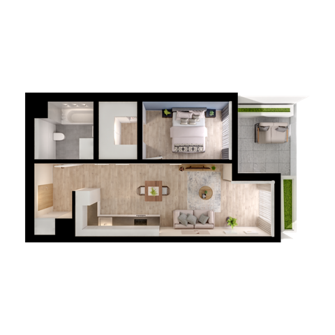 Plan 2 pok. 46m²