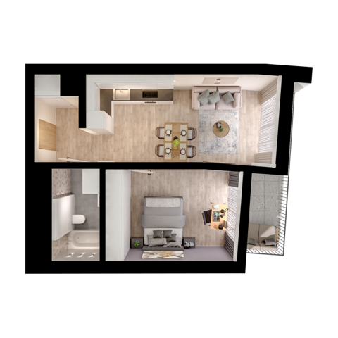 Plan 2 pok. 44m²