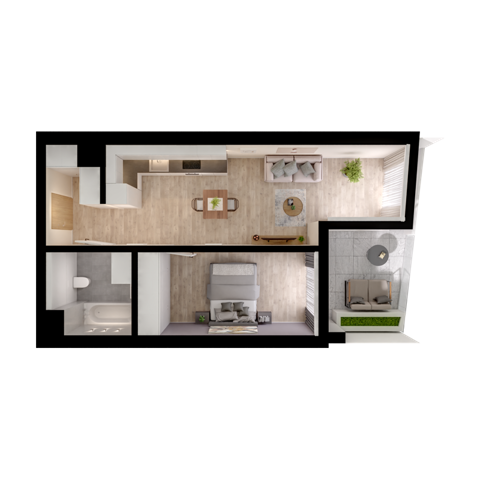 Plan 2 pok. 47m²