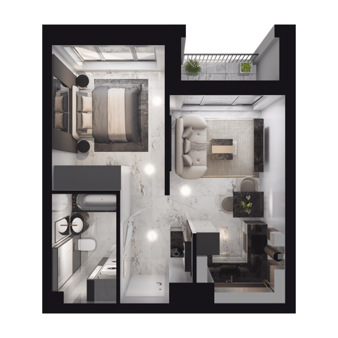 Plan 1 pok. 35m²