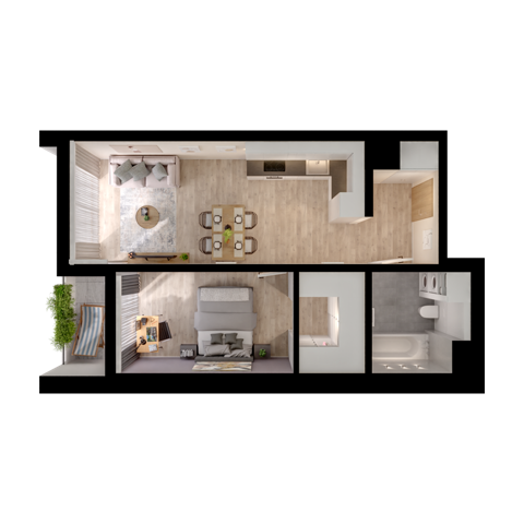 Plan 2 pok. 46m²