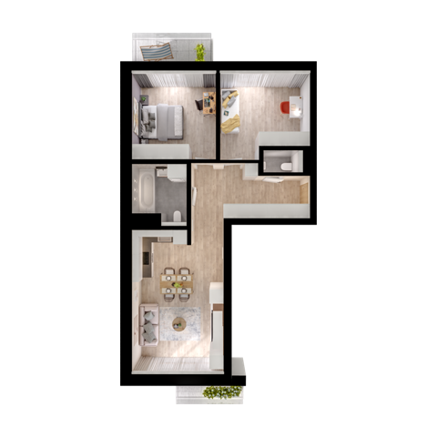 Plan 3 pok. 69m²