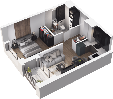 Plan 1 pok. 34m²