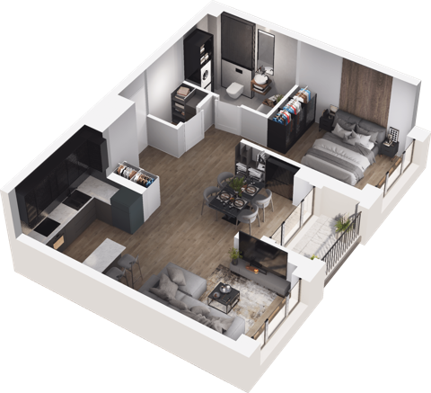 Plan 1 pok. 54m²