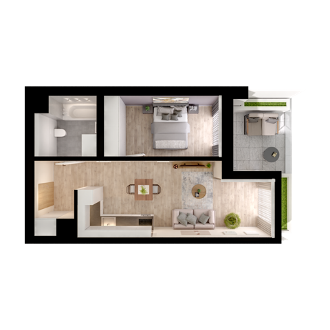 Plan 2 pok. 43m²