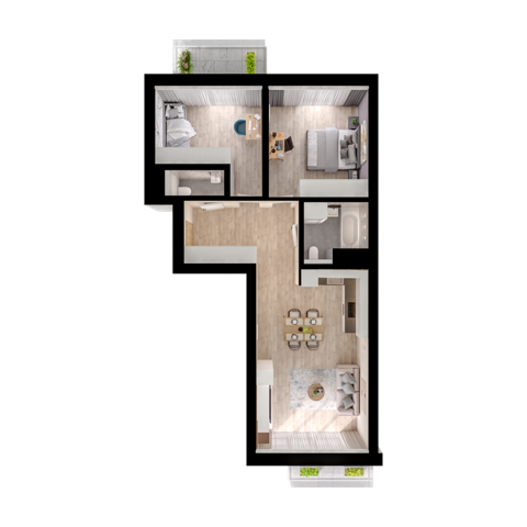 Plan 3 pok. 67m²