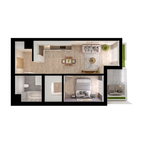 Plan 2 pok. 45m²