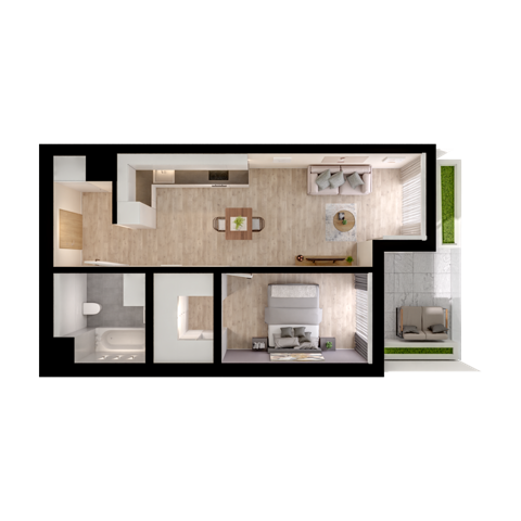 Plan 2 pok. 48m²