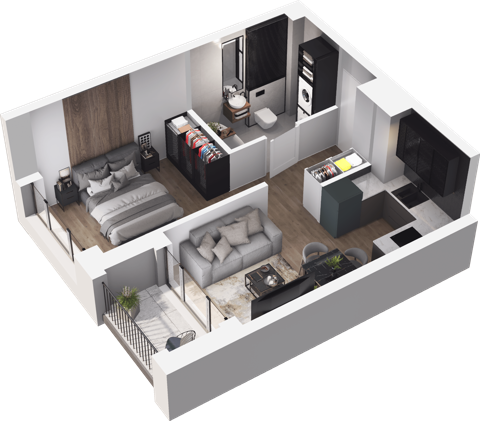 Plan 1 pok. 34m²