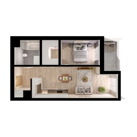 Plan 2 pok. 46m²
