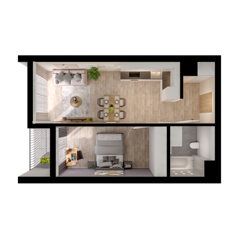 Plan 2 pok. 44m²