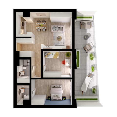 Plan 3 pok. 74m²