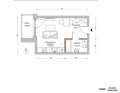 Plan 1 pok. 25m²