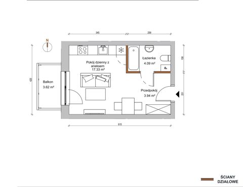 Plan 1 pok. 25m²