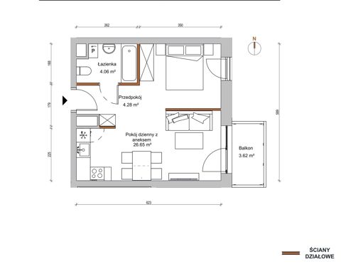 Plan 1 pok. 35m²
