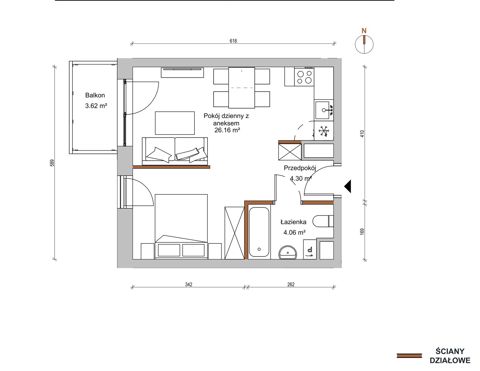 Plan 1 pok. 35m²