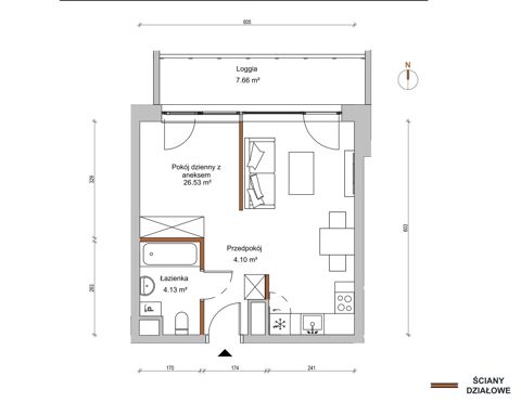 Plan 1 pok. 35m²