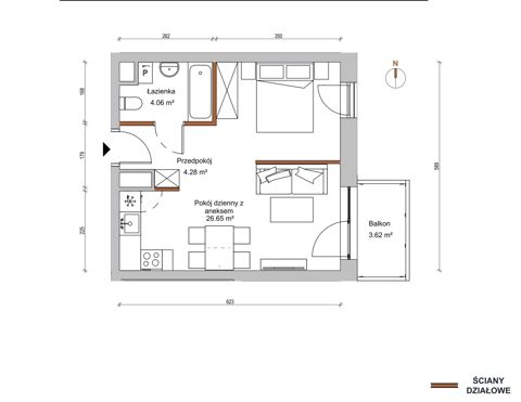 Plan 1 pok. 35m²