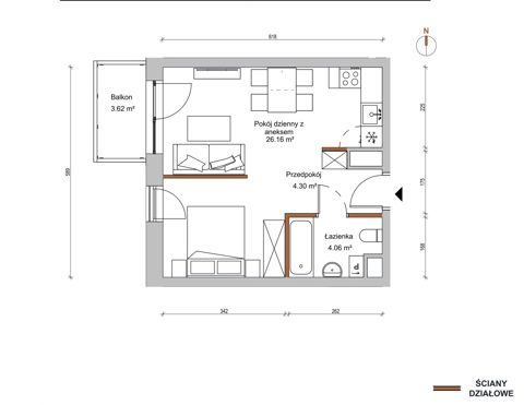 Plan 1 pok. 35m²