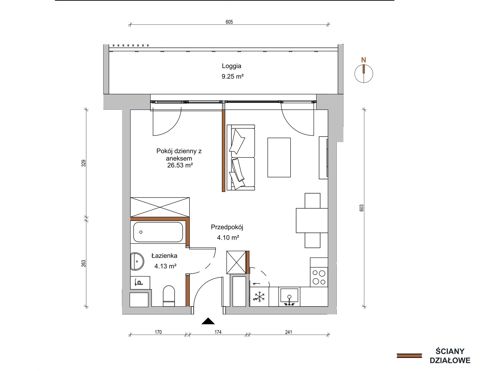 Plan 1 pok. 35m²