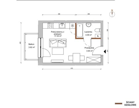 Plan 1 pok. 25m²