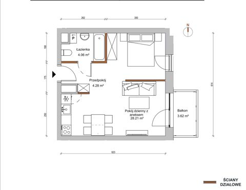 Plan 1 pok. 37m²