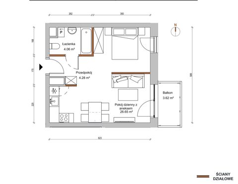 Plan 1 pok. 35m²