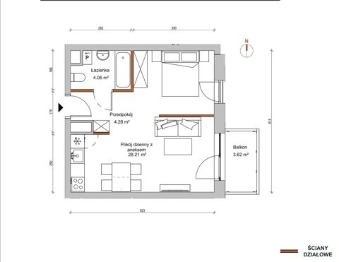 Plan 1 pok. 37m²