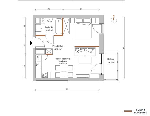 Plan 1 pok. 35m²