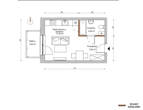 Plan 1 pok. 25m²