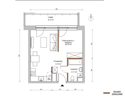 Plan 1 pok. 35m²