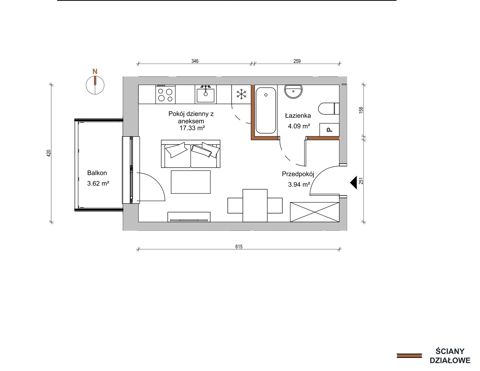 Plan 1 pok. 25m²