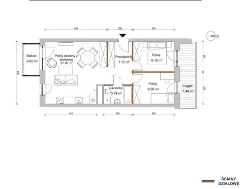 Plan 3 pok. 57m²