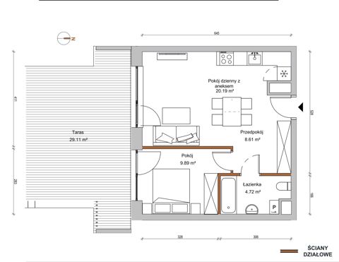 Plan 2 pok. 43m²