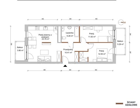 Plan 3 pok. 65m²