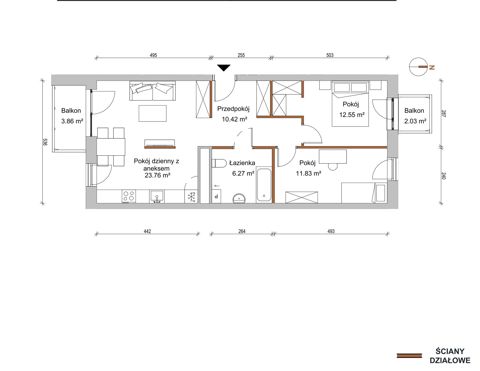 Plan 3 pok. 65m²