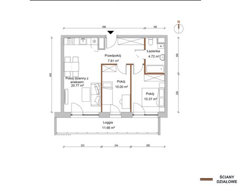 Plan 3 pok. 54m²