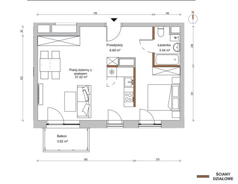 Plan 1 pok. 48m²
