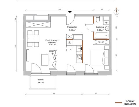 Plan 1 pok. 48m²