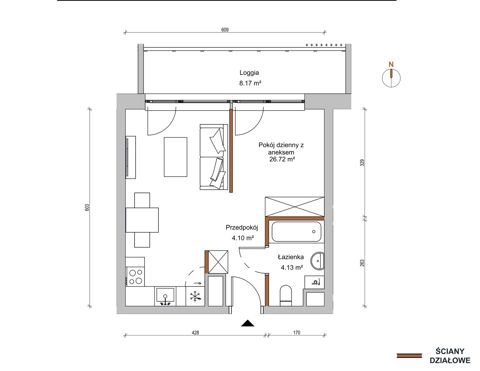 Plan 1 pok. 35m²