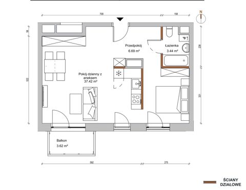 Plan 1 pok. 48m²