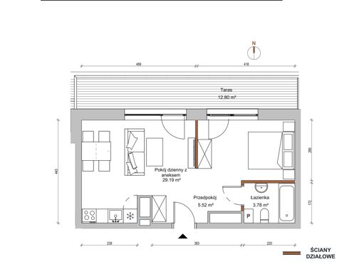 Plan 1 pok. 38m²
