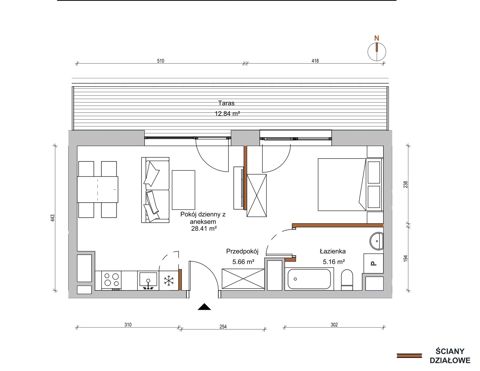 Plan 1 pok. 39m²