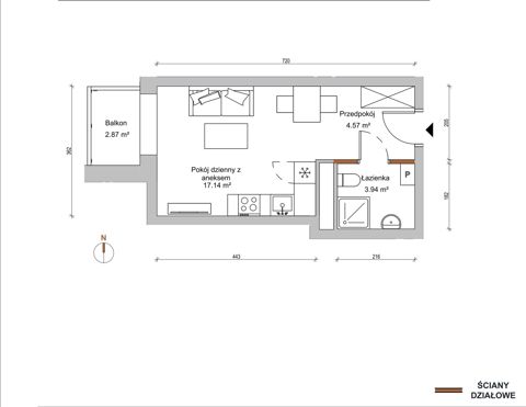 Plan 1 pok. 26m²