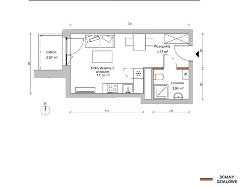 Plan 1 pok. 26m²