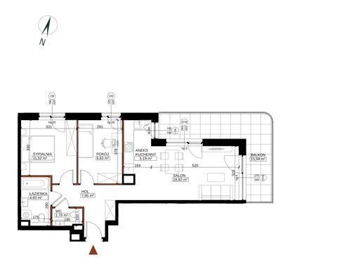 Plan 3 pok. 60m²