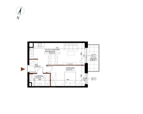 Plan 2 pok. 45m²